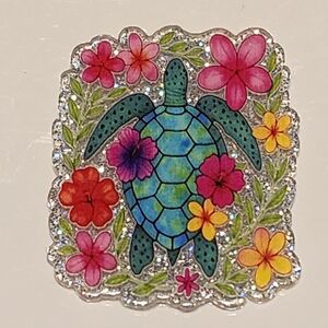Acrylic Flatback Turtle Beach Flowers Badge Clip Keychain Craft Journal Bookmark